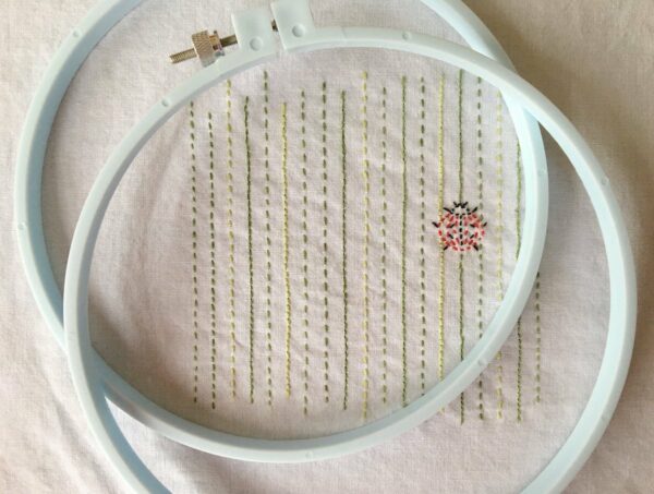 Ladybug Embroidery Project with Embroidery Hoop