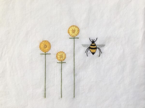Flowers and Bee featured in Bee in the Garden Embroidery Project