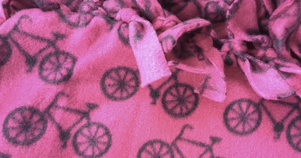 Purple Fleece Blanket with Bicycle Motif